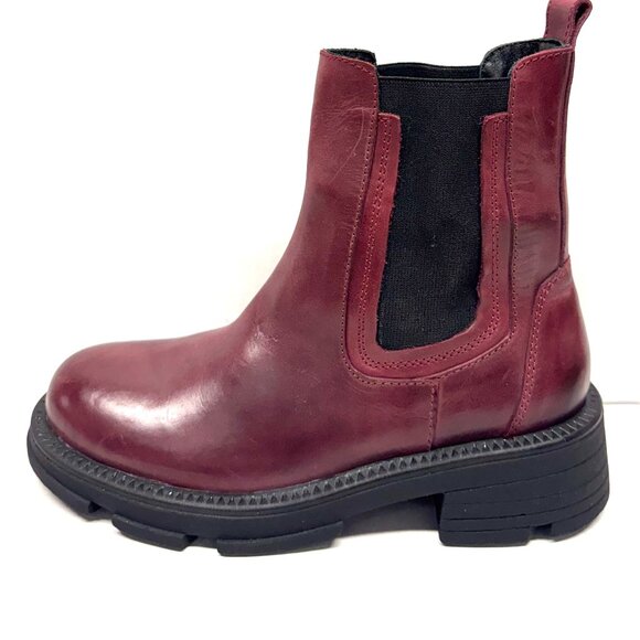 MIZ MOOZ SOFT LEATHER BOOTS SIDE GORE BURGUNDY 37EU / 7US NEW Z-125 - Picture 3 of 4